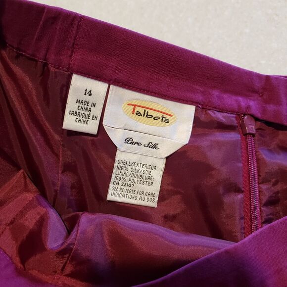 Vintage Talbots red pure silk Dress Suit Jacket Set Size 14 Career Business - Picture 7 of 13